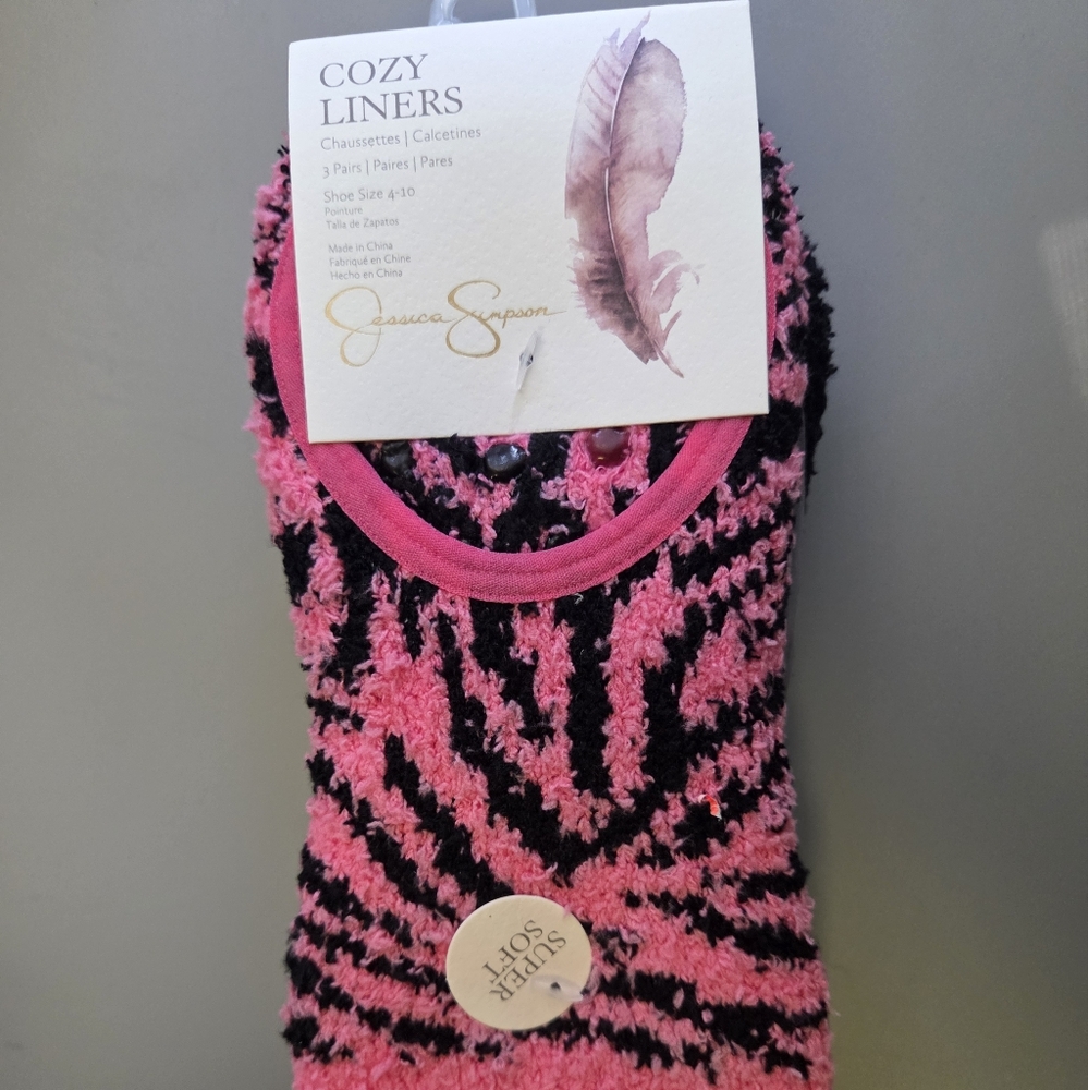 Jessica Simpson Pink and Black Cozy Socks
